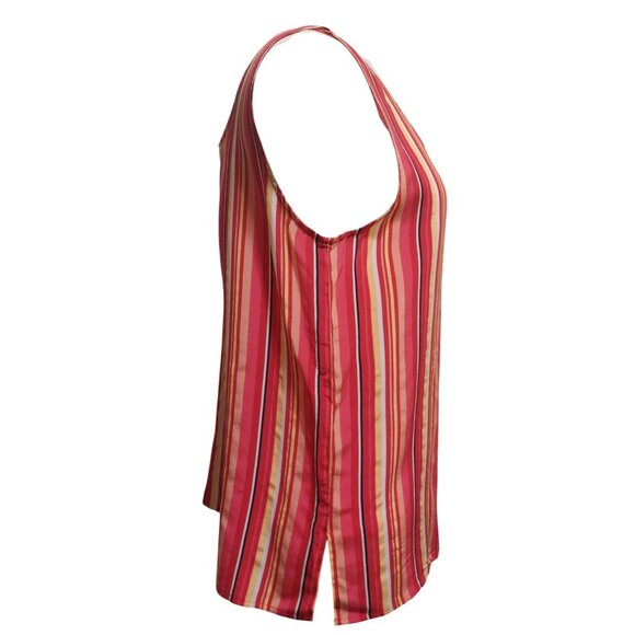 Robbie Bee Red/Yellow Striped Silk Sleeveless Tank Top Med~Lightweight - Picture 2 of 7